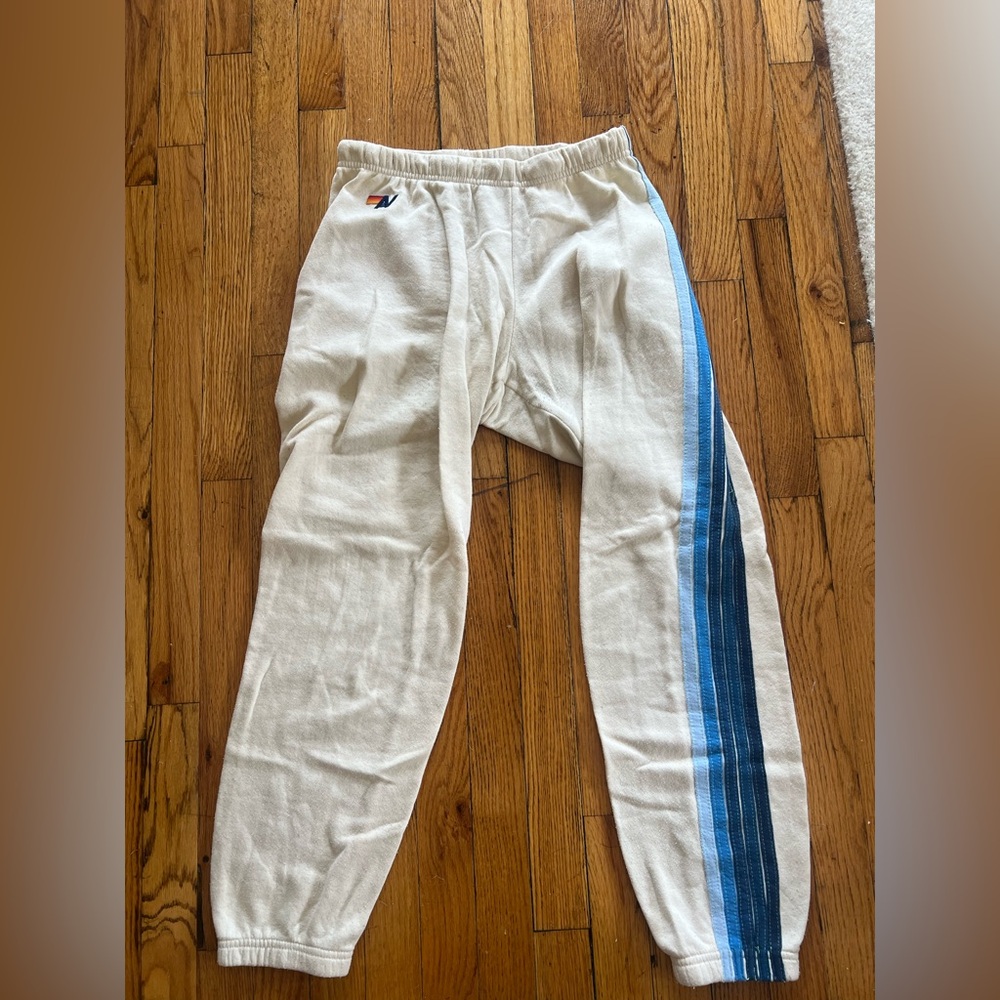 Aviator Nation 5 Stripe Sweatpants Vintage White // Blue